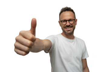 Man giving thumbs up isolated on transparent background