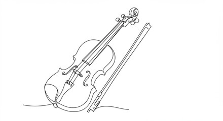 Obraz premium Violin and bow line art illustration