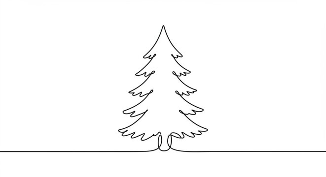 Minimalist christmas tree line drawing