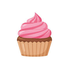 Delicious vegan cupcake with swirled pink frosting sweet treat isolated transparent background