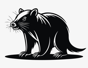 Obraz premium Wombat Animal Vector Logo in Black and White, Minimalist and Simple Design, Perfect for Wildlife Branding, Nature Illustration, and Unique Animal Identity 