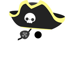 Simple Cute Cartoon Ghost Pirate Happy Halloween element Illustration flat style