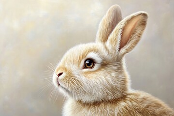 Obraz premium Acrylic Painting of a Fluffy Easter Bunny in Crisp Clarity