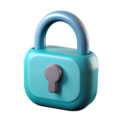 3d render of a teal and blue padlock representing security and protection
