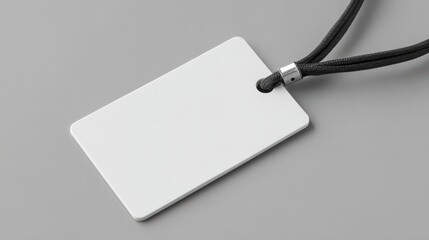 Blank white identification tag with a lanyard isolated on grey background, business card design, business card template, business card mockup