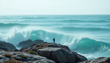 mint ocean mist theme with fresh mint with ocean teal, smooth ocean mist fade, floating mist droplets, wide airy seascape panorama, airy and refreshing