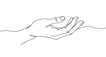 Continuous Line Drawing of Cupped Hand