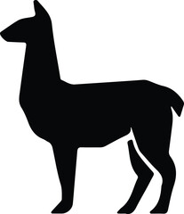 Illustrator Vector Llama standing profile simple single animal silhouette