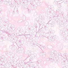 sakura flower illustration background seamless pattern	