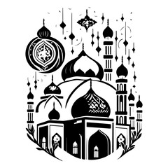 Elegant islamic architecture illustration showcases the serenity and artistry within mosque vector