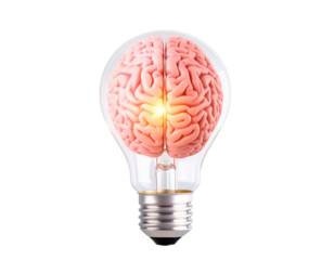  Innovative Brain-Lightbulb Concept for Ideas and Intelligence, Teal Background