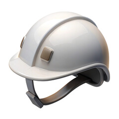 Fototapeta premium Rendered white construction helmet with strap detail isolated on a black background