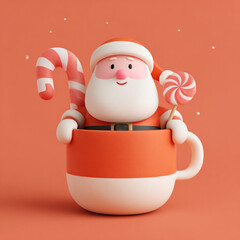 3D Cartoon Style Christmas and New Year Minimalist Illustration