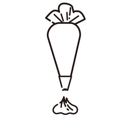 絞り袋から出るホイップクリームのイラスト