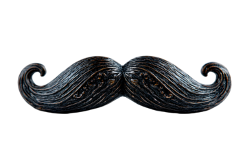 Fake curly black handlebarmustache isolated on whitebackground