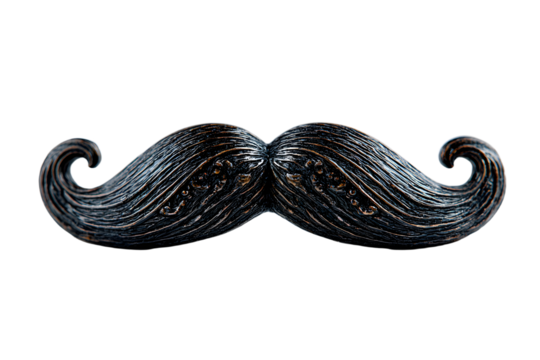 Fake curly black handlebarmustache isolated on whitebackground