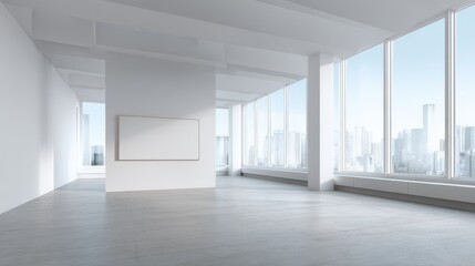 Obraz premium White open space office corner with mock up wall