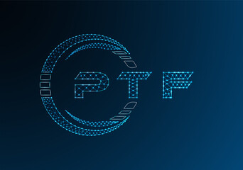 PTF low poly letter logo vector design. PTF lower poly logo design. Low poly logo.