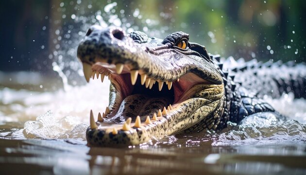Sure! Here's a vivid and detailed prompt for generating an **awesome, large-size picture of a crocodile in water**:

---

**Prompt (for AI image generation):**
"A stunning, high-resolution image of a 