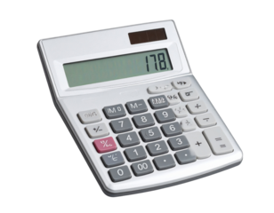 Classic Basic Calculator, Front View, isolated