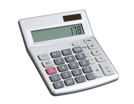 Classic Basic Calculator, Front View, isolated