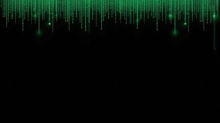 Digital Rain: A mesmerizing cascade of digital code streaks downward against a black background. This captivating image captures the essence of technology and data flow. 