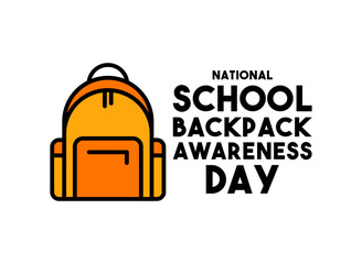 Naklejka premium National School Backpack Awareness Day. September. White background. Banner, card, background.
