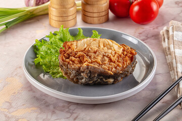 Roasted cod fish fillet piece