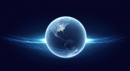 Fototapeta premium A glowing globe showcasing global connectivity and digital innovation, symbolizing the integration of technology and the world.