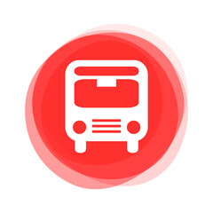 Roter runder Button zeigt Bus oder Bushaltestelle