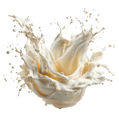 Creamy Milk Splash Isolated on Black Background, isolated on a transparent background
