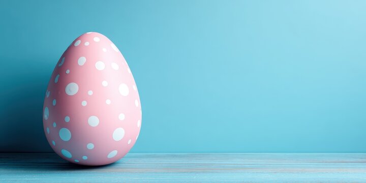 pink easter egg on blue background