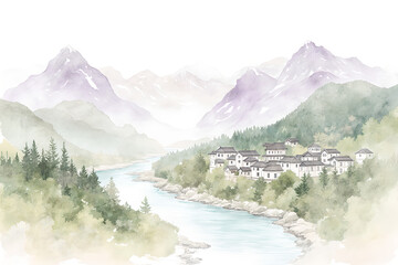 Tranquil Waterside Village