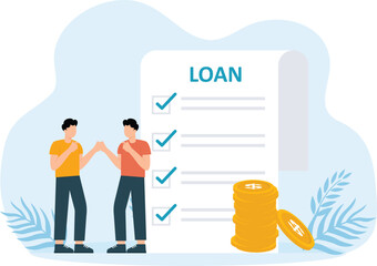 Capital loan with characters and Management of business financial obligations with payment control concept,

