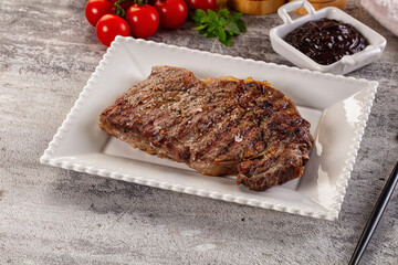 Grilled rib eye beef steak