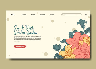 Minimalist floral landing page template with soft bright tones Azalea ornament