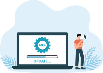 Fix System Update Change New Version and Install the update process, Suitable for web landing pages, ui, mobile apps, banner templates concept, 

