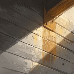 Obraz premium Interior wooden walls, sunlit shadows