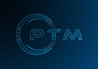 PTM low poly letter logo vector design. PTM lower poly logo design. Low poly logo.