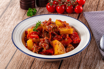 Stew Hungarian goulash with beef and vegetables