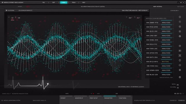 Medical Scan Records: ECG & DNA Analysis - Patient Monitor - Powered by Adobe