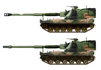 A collection of concepts of self-propelled howitzers based on the AHS Krab (top: AHS-Krab T-72, bottom: AHS-Krab/L52 SPH). Individual images, in full size, can be found in the portfolio © Tikros