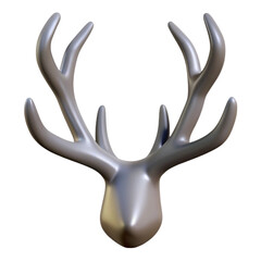 Fototapeta premium Elegant 3d render of deer antlers featuring a realistic metallic aesthetic against black background
