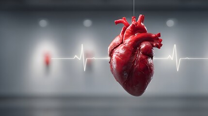 Understanding heart health: anatomical heart with ekg medical illustration