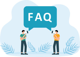 FAQ support as frequently asked questions helps in discussion,  Answer customer solutions from the web help page with advice information and Find troubleshooting instructions concept,

