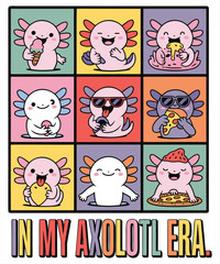 Fototapeta premium Axolotl T-Shirt Design for illustration and vector art