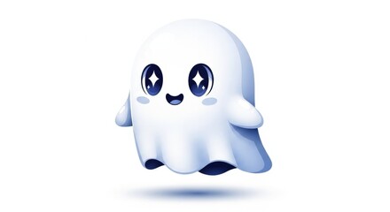 Obraz premium Cute Cartoon Ghost on White Background