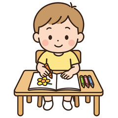 Cartoon Flat Kid Coloring Creative Activity Vector