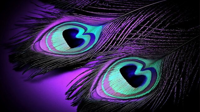 High-resolution 4K close portrait of peacock fan, 100mm macro lens isolating intricate feather eyespots with luminous tones