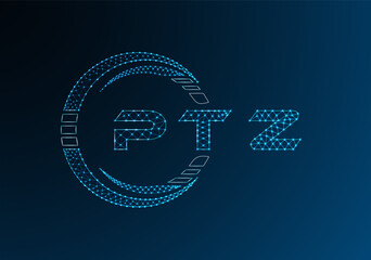 PTZ low poly letter logo vector design. PTZ lower poly logo design. Low poly logo.